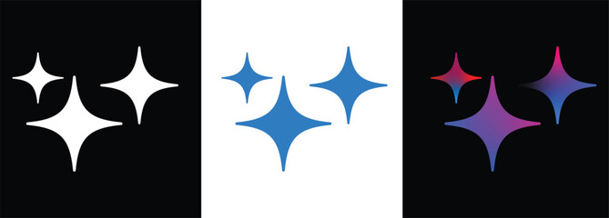 Generative AI logo icon with sparkle star with square button. Artificial intelligence star logo generation, generative AI logo, AI magic sparkle stars. Vector ai generated icon gradient logo
