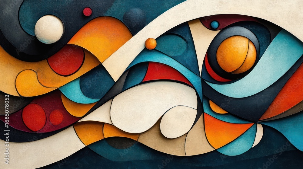 Poster abstract colorful layered shapes, artistic background design. possible use for wallpaper or website 