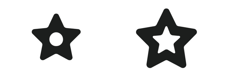 Black star icons with different inner shapes illustrating design concepts on a white background