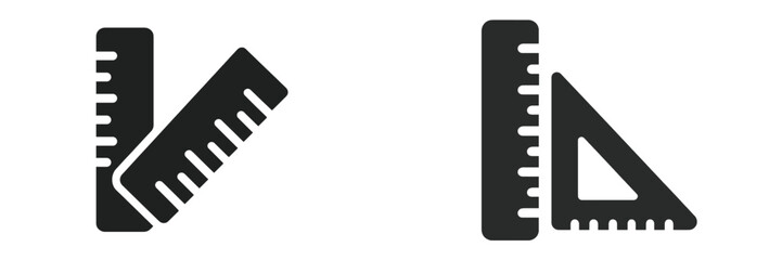 Rulers and triangle set displayed on a white background for educational illustration purposes