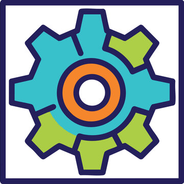 Vibrant teal and lime green gear icon. A colorful illustration perfect for websites, apps, and presentations needing a modern, process-oriented design element