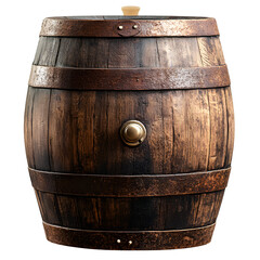Fototapeta premium wooden barrel for wine or beer, isolated on a transparent background.