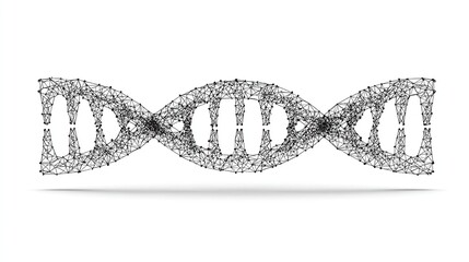 Abstract digital DNA strand rendered with geometric shapes on a white background