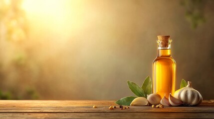 Captivating garlic oil preparation kitchen food photography rustic setting close-up culinary art