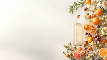 Refreshing drink with fresh fruits minimalist background food photography natural light aesthetic composition