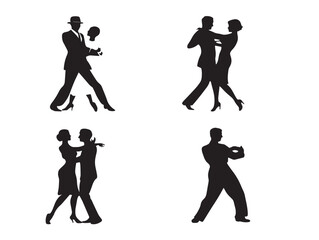 Dancing Icons Set Created in Elegant Artistic Silhouette Vector Style