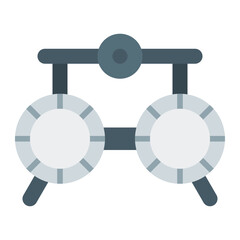 Trial frame icon. Eye test glasses symbol. Optometry and vision correction collection. Flat Icon