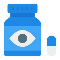 Pill icon. Medicine symbol. Eye health and medical treatment collection. Flat Icon