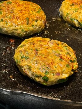 Golden Brown Chicken Tikki on Skillet