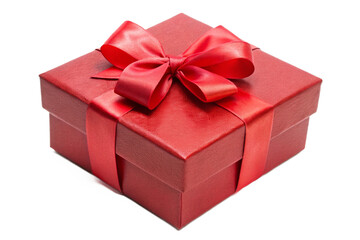 Obraz premium A vibrant red gift box tied with a luxurious satin bow perfect for any occasion transparent background