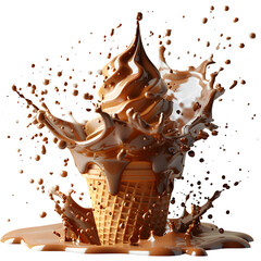 Cream Flying Outward Food Isolated Transparent Background Dynamic Explosion Splash Melting Chocolate Ice Social Media Poster Banner Marketing Ecommerce Web Print Copy Space Template Bran SEO Optimized