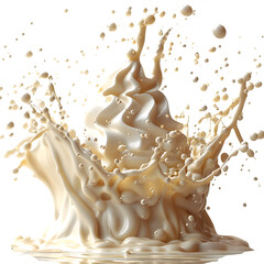 Cream Ice Ball Milk Droplets Frozen Motion Dessert Isolated Transparent Background Dynamic Splash Template Branding Social Media Poster Banner Marketing Ecommerce Web Print Copy Space SEO Optimized