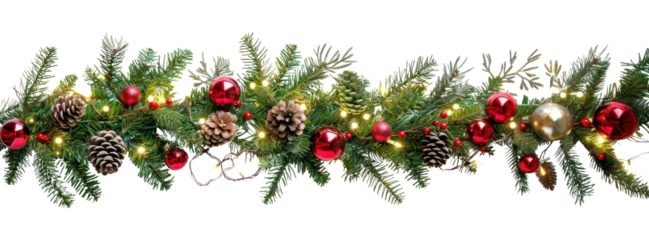 PNG Decorative christmas border conifer lights pine.