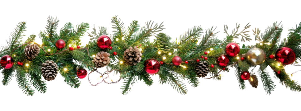 PNG Decorative christmas border conifer lights pine.