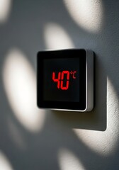 Digital thermometer displaying forty degrees Celsius