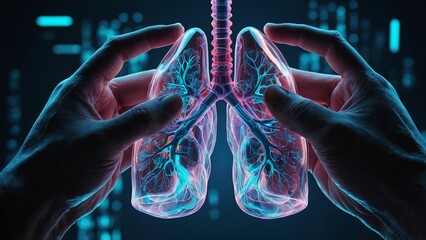 Human Lungs Digital X-Ray Scan Health Care Technology Concept