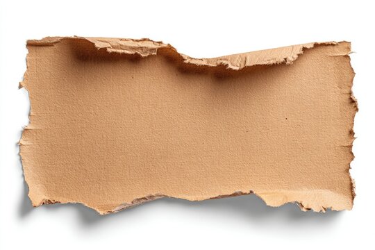 Ripped cardboard piece against white