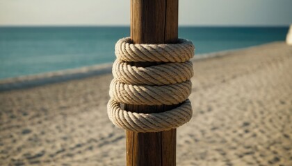 Nautical rope tied to a post. 9