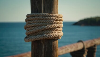 Nautical rope tied to a post. 5