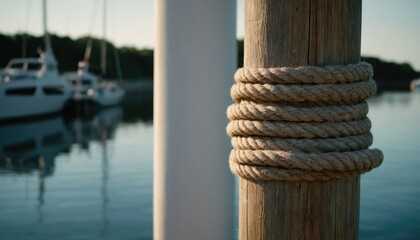 Nautical rope tied to a post. 4