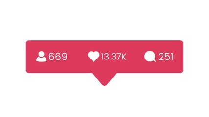 Follower, love and comment counter, social media numbers increase animation isolated on white background - Powered by Adobe