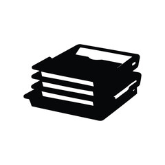 Black and white image of a stack of three vintage floppy disks, paper tray stack silhouette vector illustration