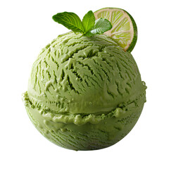 Cream Lime Green Isolated Transparent Background Tea Matcha Ice Scoop Garnish Refreshing Japanese Inspired Dessert Marketing Ecommerce Web Print Copy Space Template Branding Social Media SEO Optimized