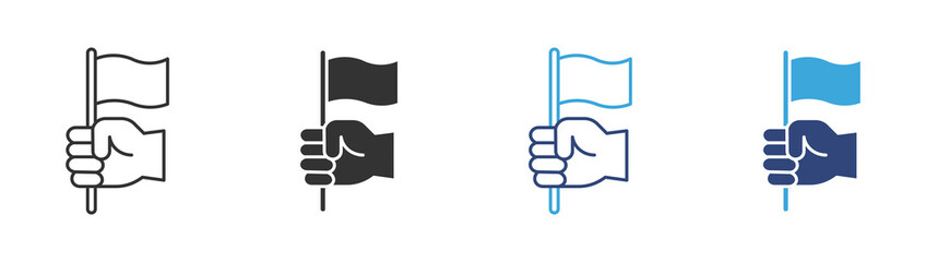 hand holding flag icon set,  vector illustration  . 