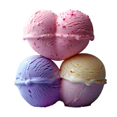 Pastel Cream Isolated Transparent Background Heart Shaped Ice Scoops Colors Romantic Sweet Dessert Concept Branding Social Media Poster Banner Marketing Ecommerce Web Print Copy Space Te SEO Optimized