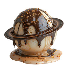 Cream Planet Chocolate Cookie Rings Like Saturn Surreal Food Art Isolated Transparent Background Ecommerce Web Print Copy Space Template Branding Social Media Poster Banner Marketing SEO Optimized