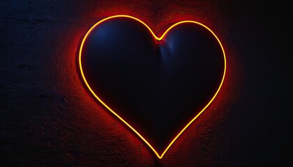 Neon heart on a dark wall. 8