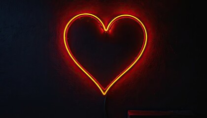 Neon heart on a dark wall. 7