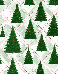 Christmas trees on a diamond pattern