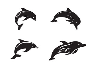 Naklejka premium Dolphin Swimming Symbol in Clean Minimal Silhouette Vector Design