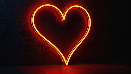 Neon heart on a dark wall. 1