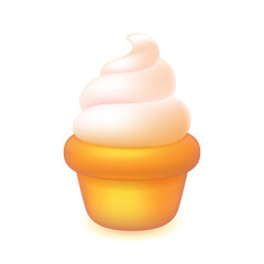 Soft Ice cream vector colorful icon in 3D render style. Sweet dessert.