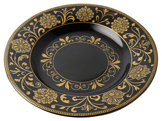 Obraz premium black plate decorated with ancient chinese gold plate