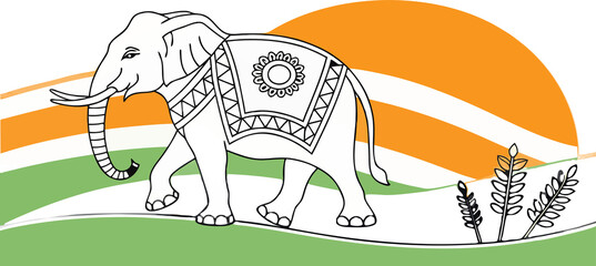 Obraz premium Warli Line Elephant – Minimal Festive