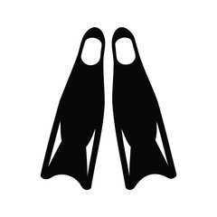 Illustration of a pair of swimming fins in black and white style, swim fins silhouette vector illustration