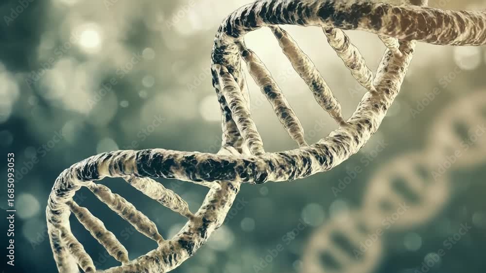 Poster dna double helix rotating showing genetic code information