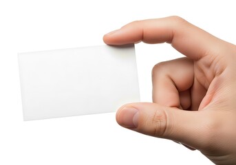 Fototapeta premium Hand holding a blank white card isolated on white background