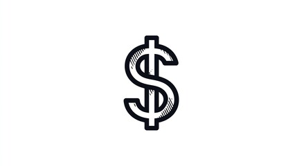 Obraz premium Outlined dollar symbol with interior shading
