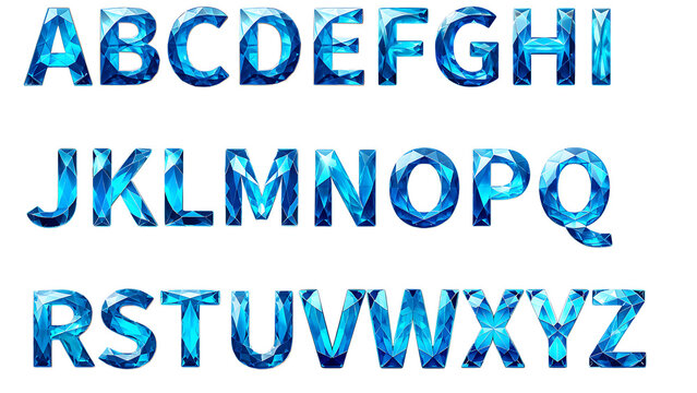 abstract diamond blue alphabet set of englis letters