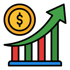 Profit icon. Revenue symbol. Business finance and sales growth collection. Filled Line Icon