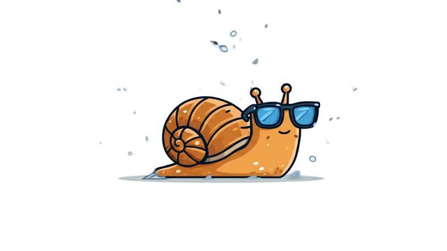 Cute cartoon snail with sunglasses