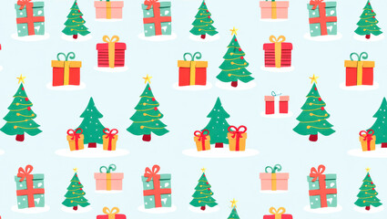 Christmas tree is surrounded by a pattern of boxes