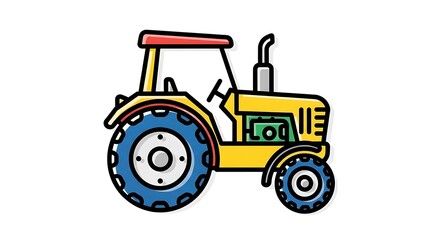 Bright and cheerful cartoon tractor perfect for children's books, educational materials, and farm-themed designs, evoking a sense of playful learning