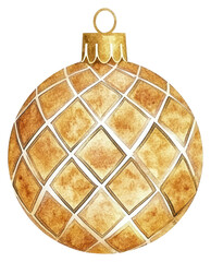 PNG Christmas ornament ball gold watercolor christmas.