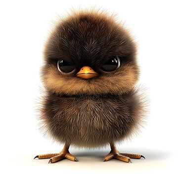 Grumpy Little Chick with Big Eyes Ready for Anything.