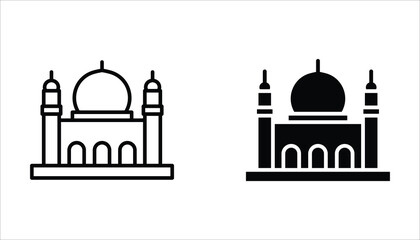 mosque icon set. editable icons, can be used in logo, UI and web design, Flat illustration of vector icon on white background.